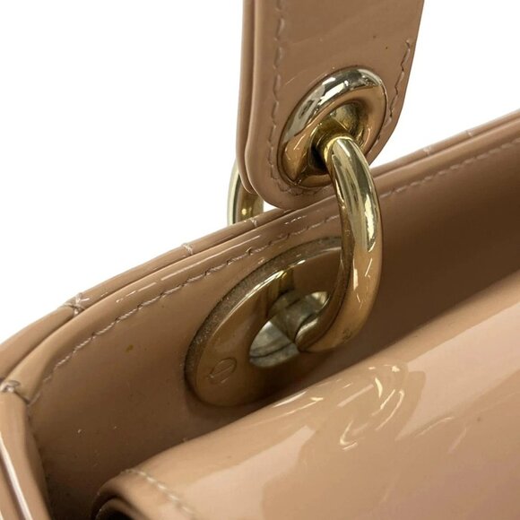 Auth DIOR/ChristianDior Lady Dior Small M0531OWCB_49PU Pink Beige Patent Leather - Picture 9 of 16